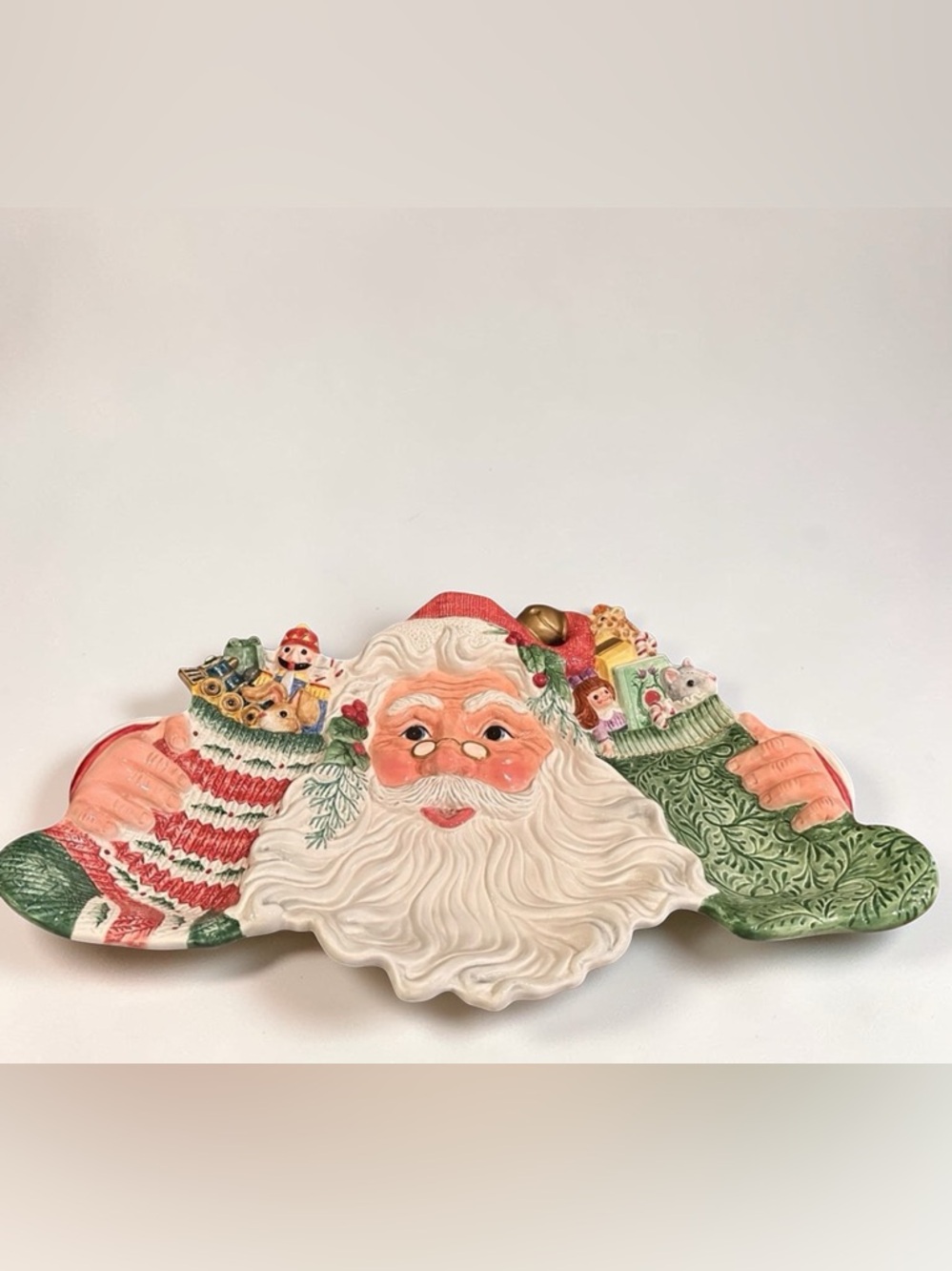 VTG Fitz and Floyd "Old Fashioned Christmas" 3-Section Santa server Platter